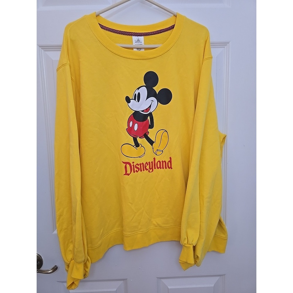Adult Unisex 3X Disney Mickey Mouse Sweatshirt Yellow Disneyland